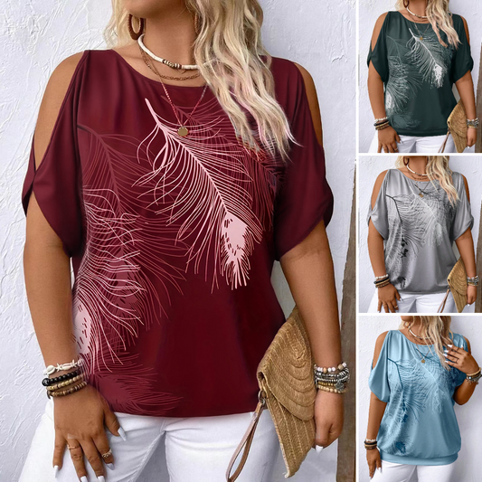 💖【S-5XL】Sofistikovaný top volného střihu s kulatým výstřihem a odhalenými rameny