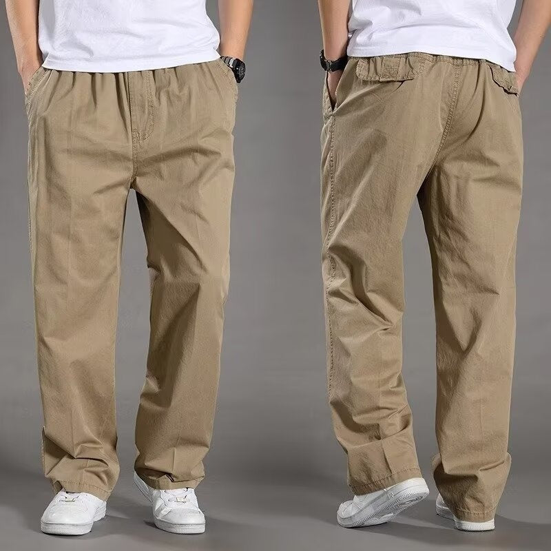 【Velikost M–6XL】Pánské letní volné kalhoty z prodyšné bavlny rovného střihu, velké velikosti – outdoorové kalhoty