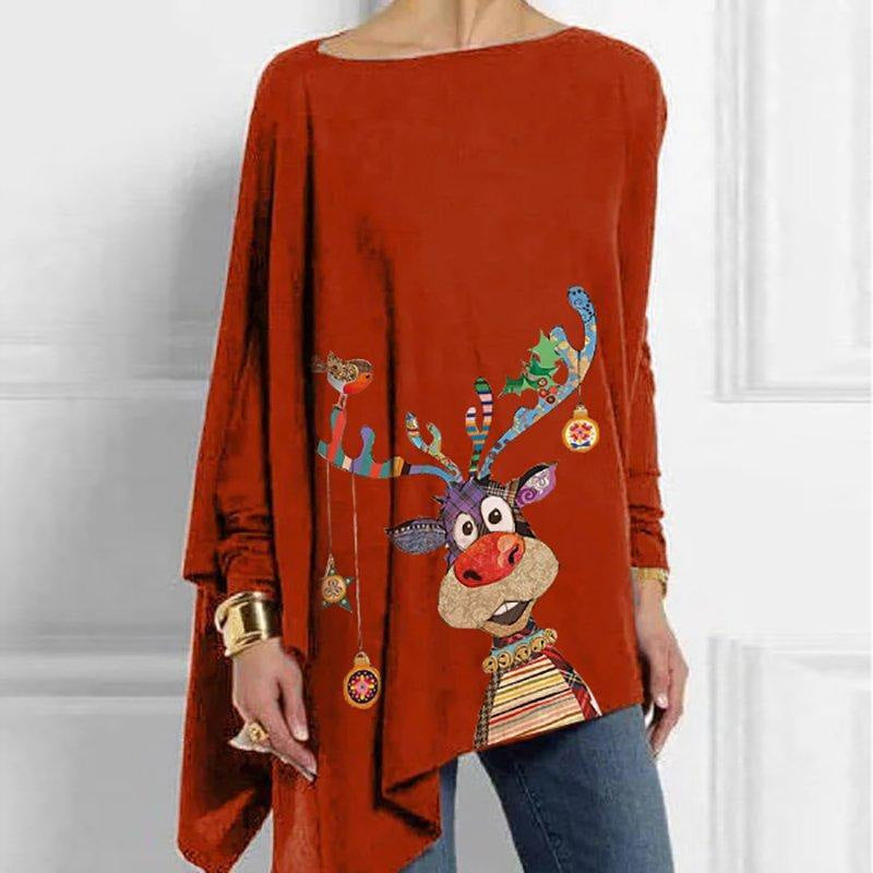 ❄️🎅【S-5XL】2025 nowe jesienne i zimowe damskie luźne topy z nadrukiem retro