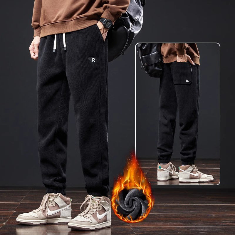 🔥【M-5XL】🖤Nowe zimowe spodnie męskie, plus aksamit i gruby sztruks, ciepłe i wygodne casual męskie