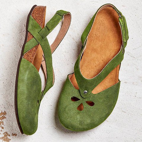 🍃👡【Ograniczona oferta】 【35-44】2025 wysokiej jakości skórzane sandały casualowe ✅ Okrągły nosek ✅ Płaska podeszwa