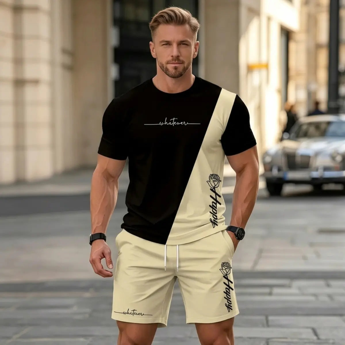 ✨Platba při dodání【S-6XL】Pánská letní sportovní souprava - pohodlné tričko s krátkým rukávem a kraťasy pro každodenní nošení i doma
