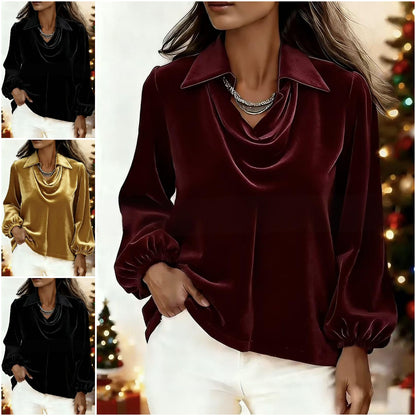 🍁【S-2XL】🍂Już w sprzedaży aksamitny top z rękawami typu lampion na jesień/zimę 2026