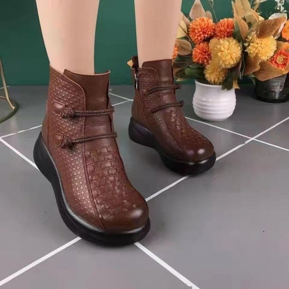 💥💥【35-40】2025 Zimní módní kožené zateplené boty na boční zip pro ženy