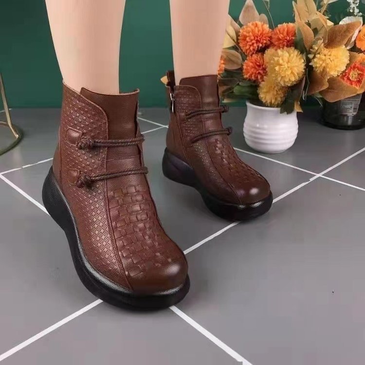 💥💥【35-40】2025 Zimní módní kožené zateplené boty na boční zip pro ženy