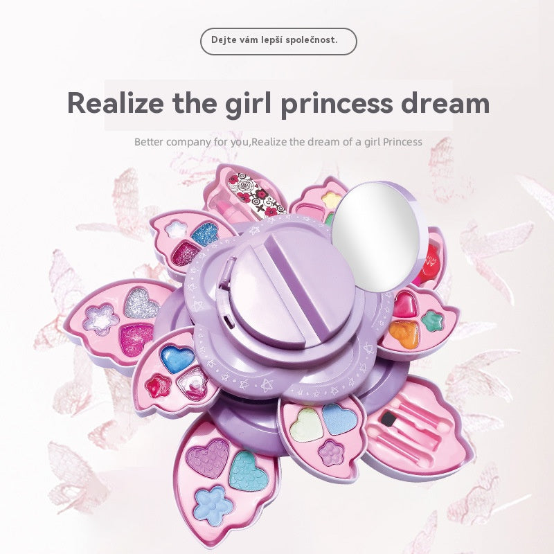 👸💄🎁Obrotowy zestaw kosmetyków dla dzieci z kwiatowym wzorem, zabawki do makijażu, akcesoria dla księżniczek, prezenty świąteczne