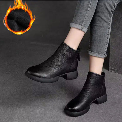 【35-40】Nowe, damskie, skórzane kozaki na jesień/zimę, gruba podeszwa, miękki obcas