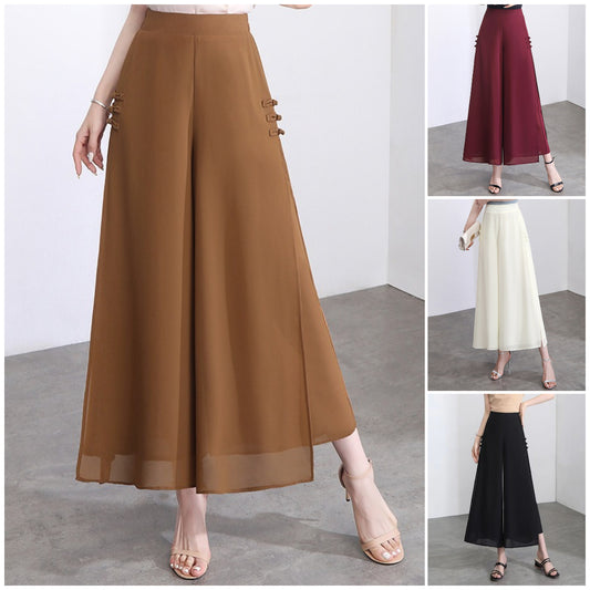 ✨🌈【M-4XL】👖💖【Nowy styl lata】2025 modne i eleganckie spodnie z szyfonu z szerokimi nogawkami, wygodne i oddychające