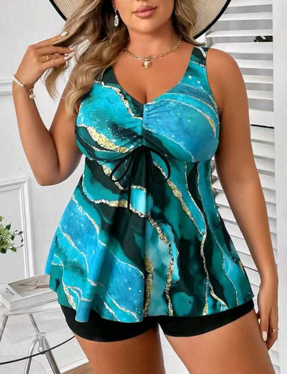 🏖️👙【S-5XL】🌴Costum de baie elegant, mărime mare, cu imprimeu