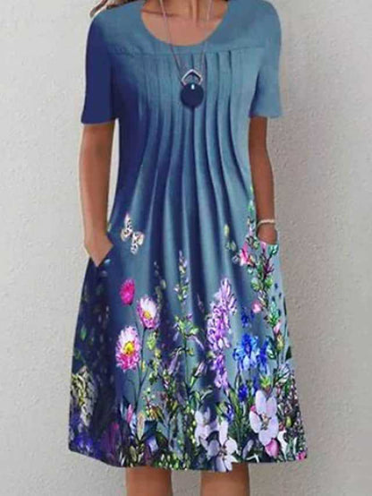 😍【40-100KG】🦋Nowa damska sukienka z okrągłym dekoltem