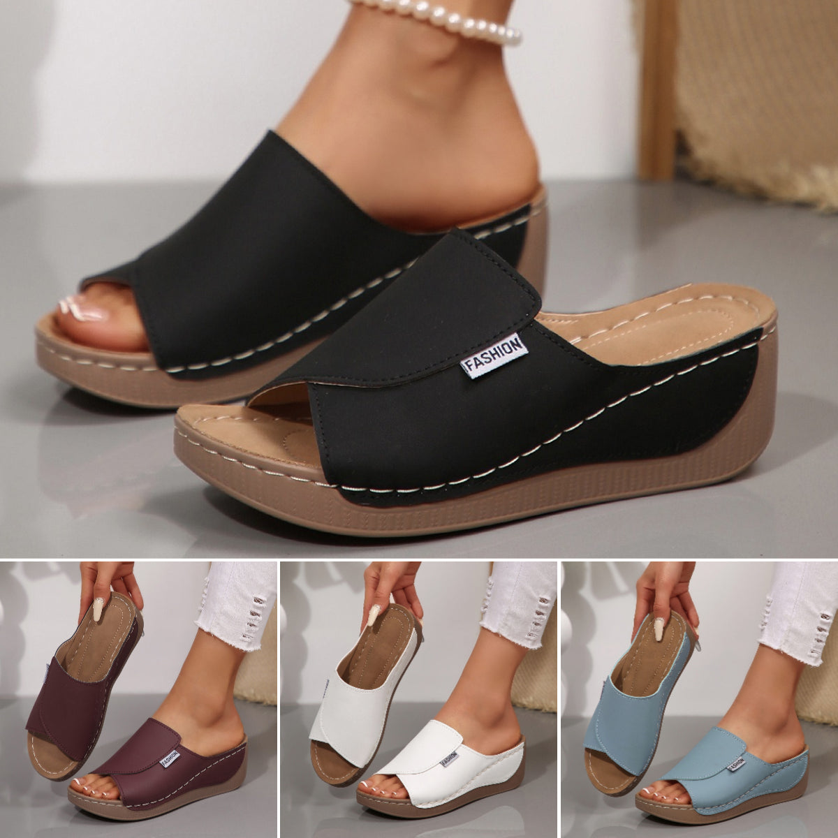 🔥👡【Reducere limitată de 50%】【36-43】Sandale la modă pentru femei din piele naturală, 2025, cu talpă moale și groasă