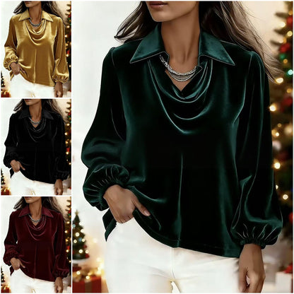 🍁【S-2XL】🍂Już w sprzedaży aksamitny top z rękawami typu lampion na jesień/zimę 2026