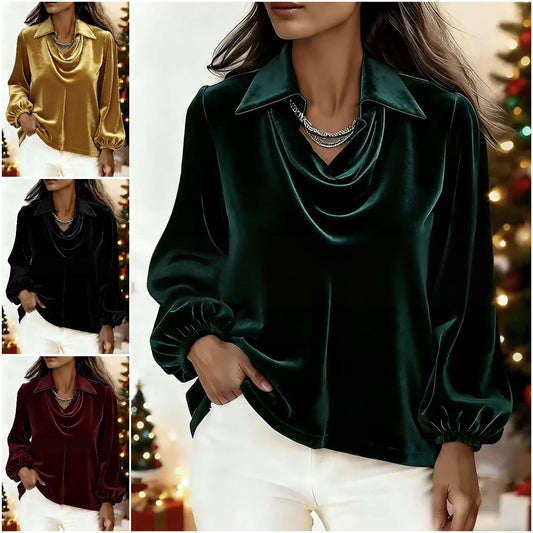 🍁【S-2XL】🍂Już w sprzedaży aksamitny top z rękawami typu lampion na jesień/zimę 2026