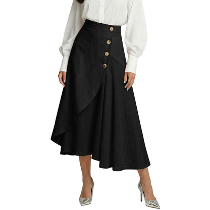 【S-3XL】Nueva falda midi elegante plisada de talle alto de algodón y lino, nueva colección 2026