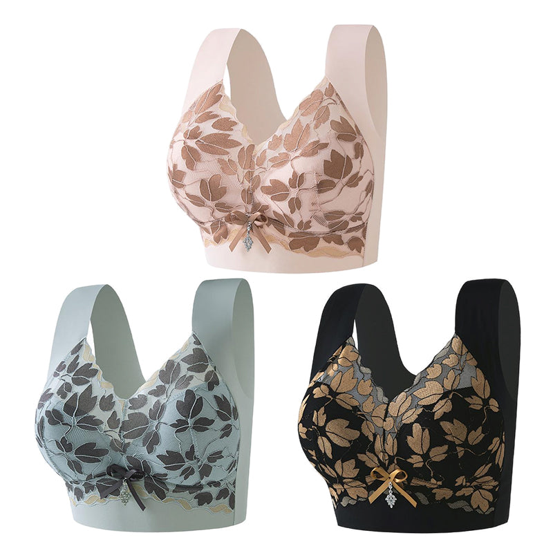 【3/6 db】M-4XL Plus Méretű Csipkés Melltartó, Acélgyűrű Nélkül, Luxus Gyönyörű Hátrész, Szexi Légáteresztő, Varratmentes Melltartó【40~100kg】