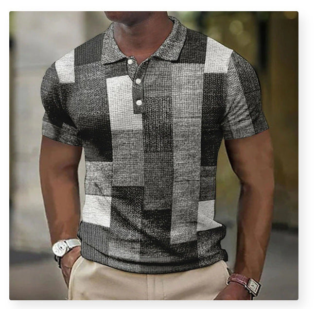 👕【S-5XL】Új férfi kockás és csíkos pamut-len pólóing