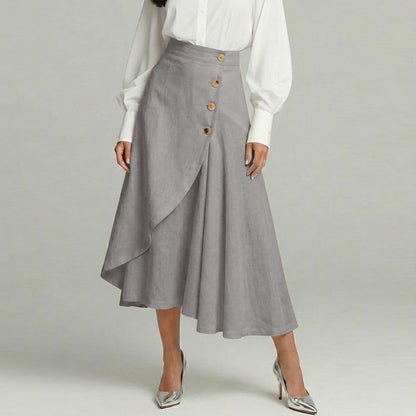 【S-3XL】Nueva falda midi elegante plisada de talle alto de algodón y lino, nueva colección 2026