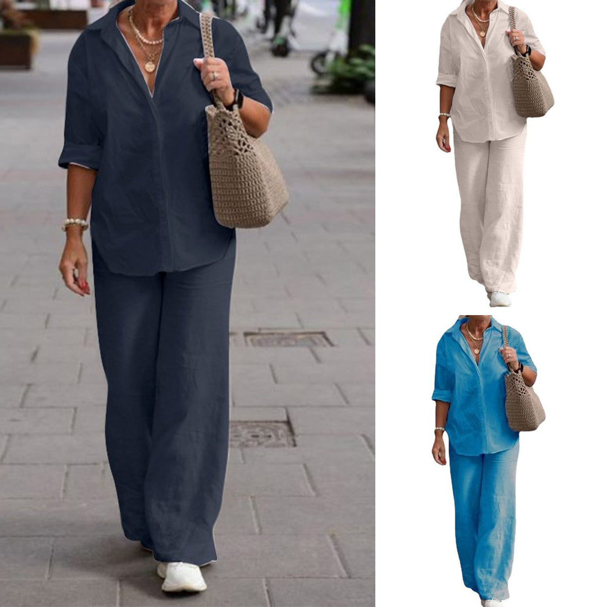 💕【S-5XL】Dámské ležérní soupravy 2026 - oversized košile a široké kalhoty