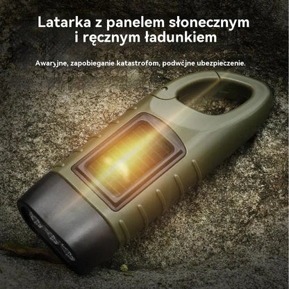 🔥 Kup 1 i otrzymaj 1 gratis 🔥⚡Latarka z panelem słonecznym i ręcznym ładowaniem – przenośny generator idealny na wypadek sytuacji awaryjnych i przygód!