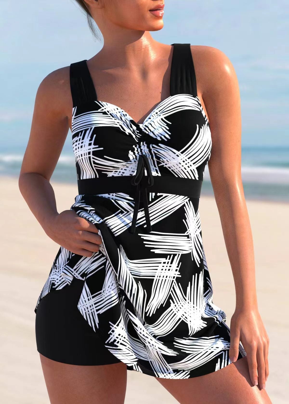 🏖️【Sleva 50 %😍】【S-4XL】Nové dámské plus size zeštíhlující plavky s potiskem 2026, rychleschnoucí a prodyšné