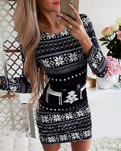 🔥【S-5XL】Vestido navideño de manga larga de otoño e invierno 2025