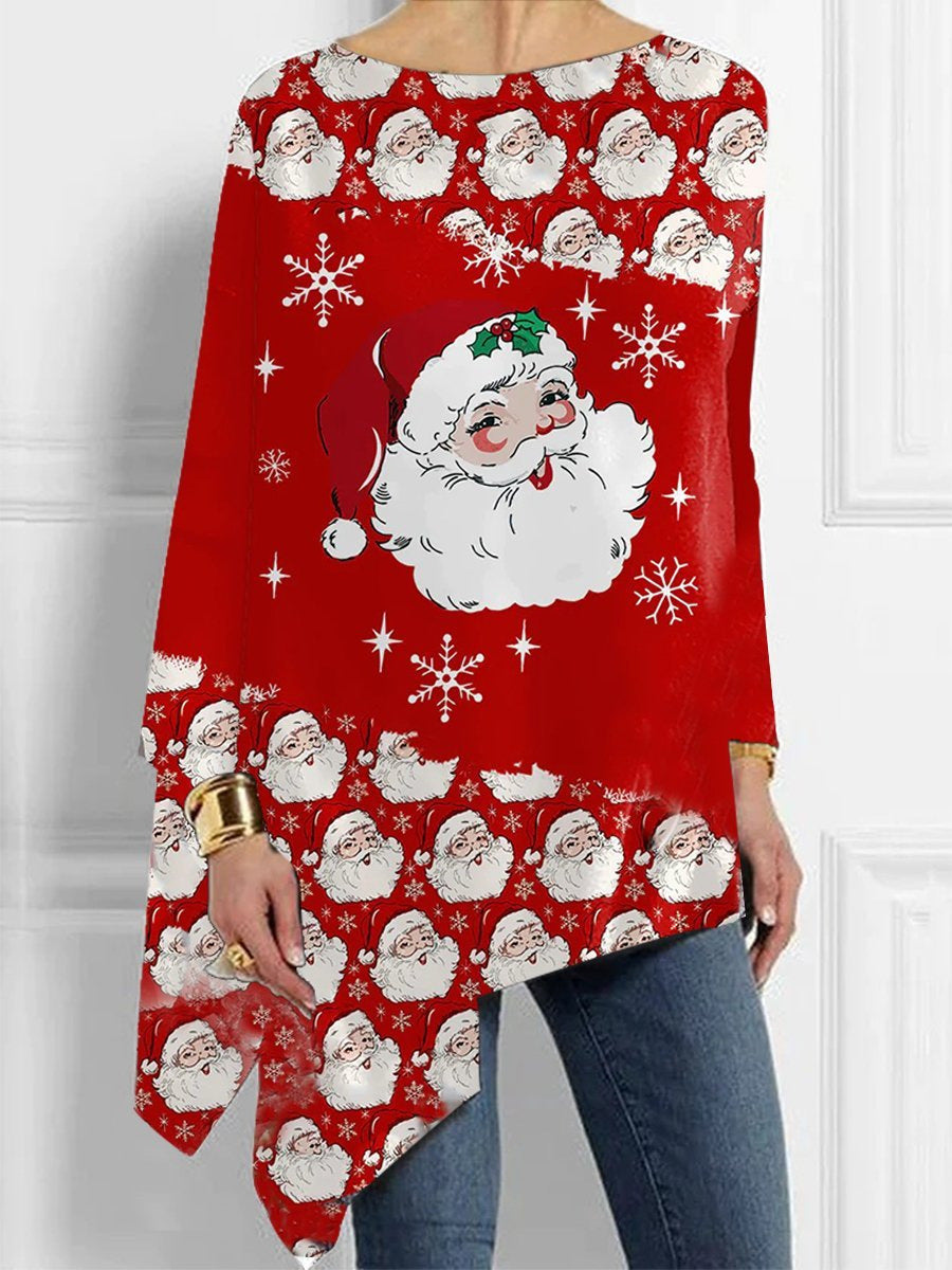 ❄️🎅【S-5XL】2025 nowe jesienne i zimowe damskie luźne topy z nadrukiem retro