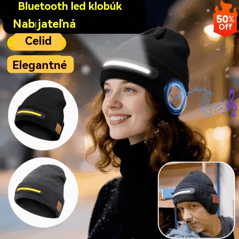 🔥Kúpte 1 a dostanete 1 zadarmo🔥🧢Nabíjateľná LED čiapka s Bluetooth，Zostaňte v teple💡