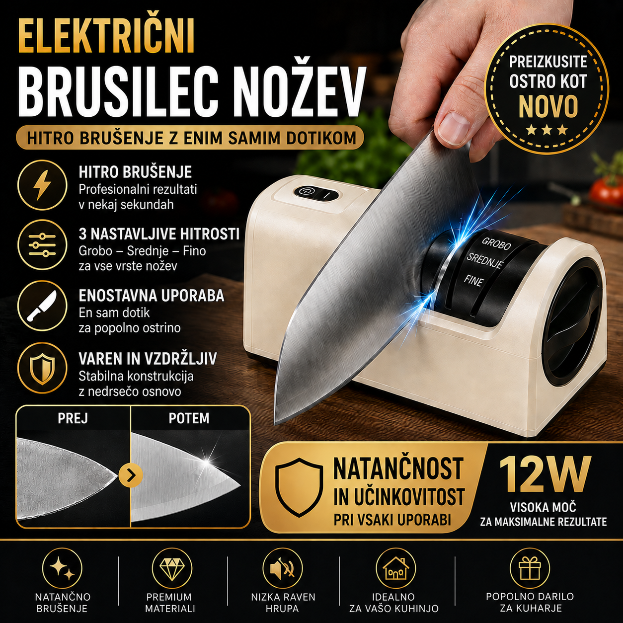 ⏳ Časovno omejen 40 % popust! 🔪 Večnamenski brezžični električni brusilnik za nože, polnilni ✨
