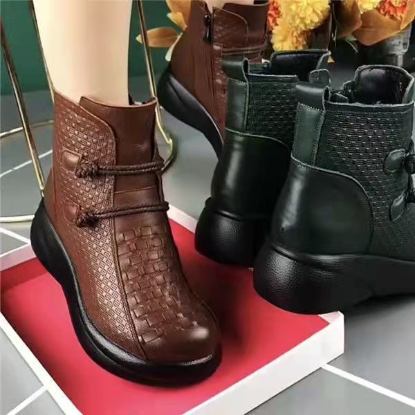 💥💥【35-40】2025 Zimní módní kožené zateplené boty na boční zip pro ženy