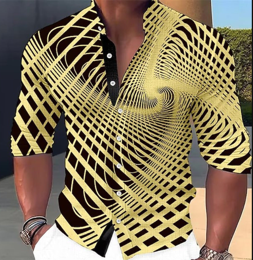 👔【S-6XL】 3D geometrikus mintás férfi ing