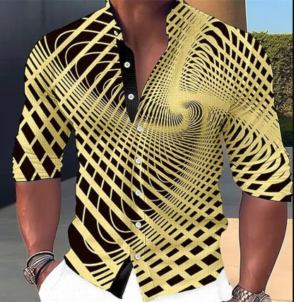 👔【S-6XL】 3D geometrikus mintás férfi ing