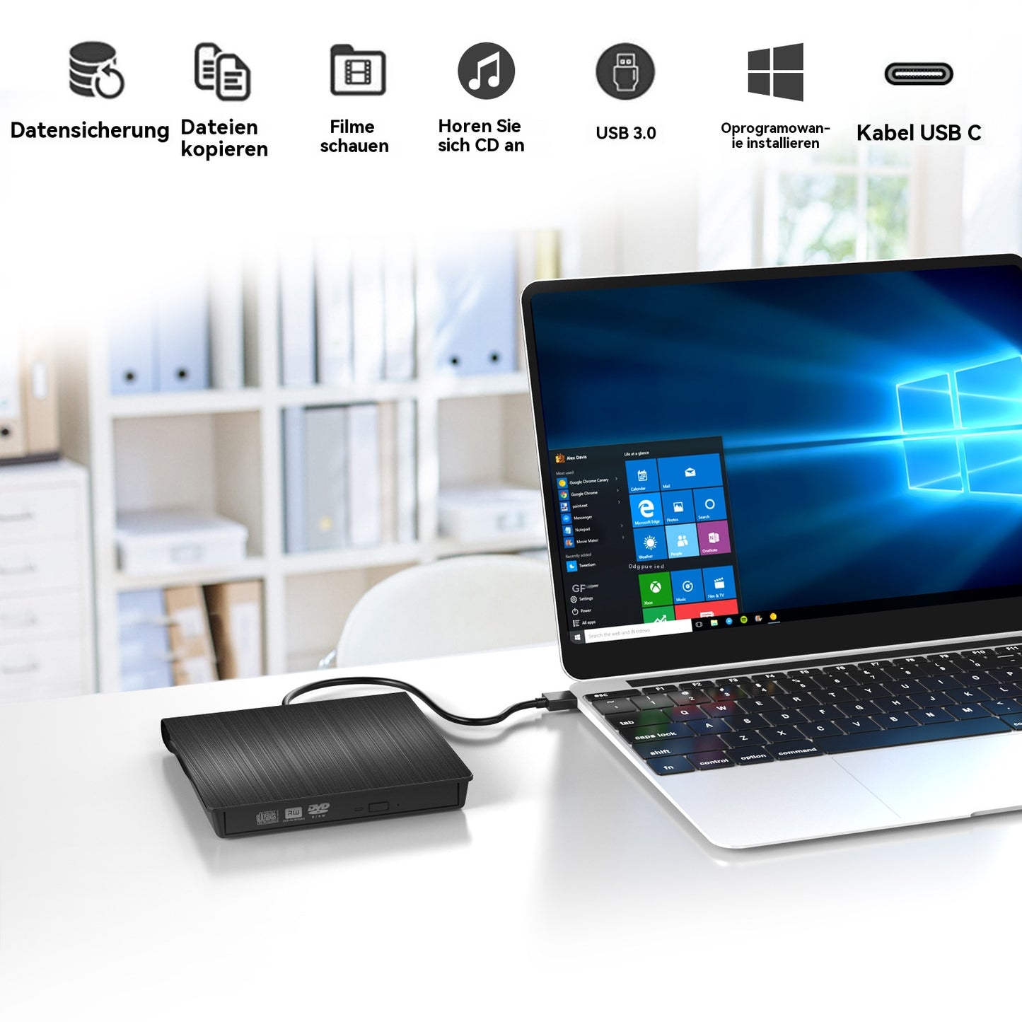 📢📢50% zniżki! 💿💻 Zewnętrzny napęd CD/DVD – Plug and play, przenośny i łatwy w użyciu, kompatybilny z systemami Mac/Windows
