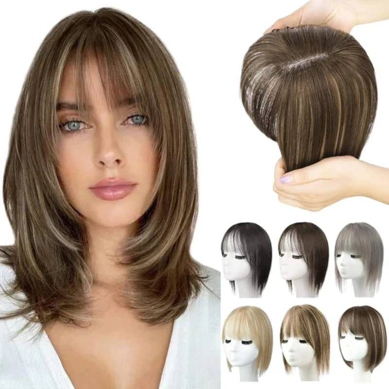 🎁Postizos de cabello natural con flequillo para mujer (100 % cabello natural)
