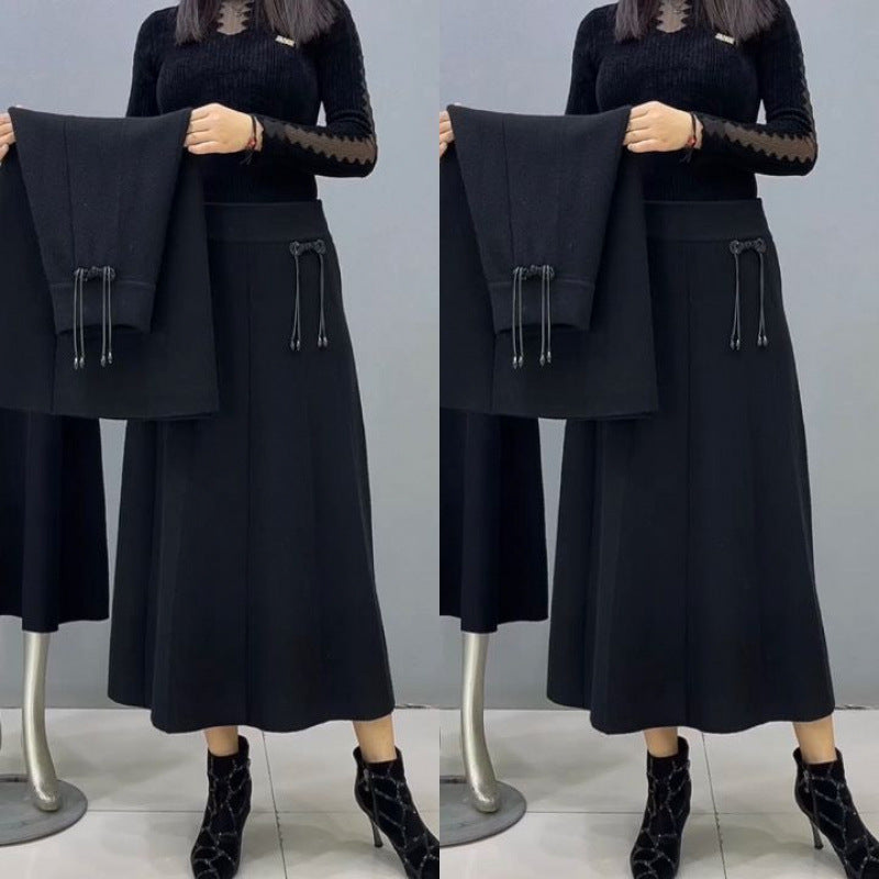 【S-3XL】Zhrubnutá dlhá pletená sukňa s vysokým pásom