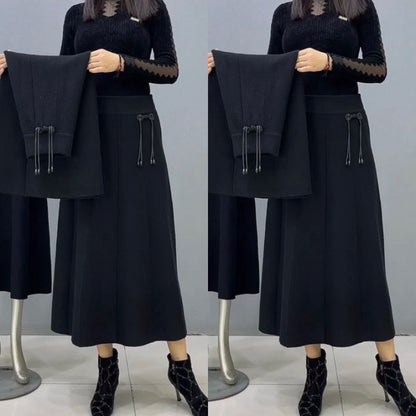 【S-3XL】Zhrubnutá dlhá pletená sukňa s vysokým pásom