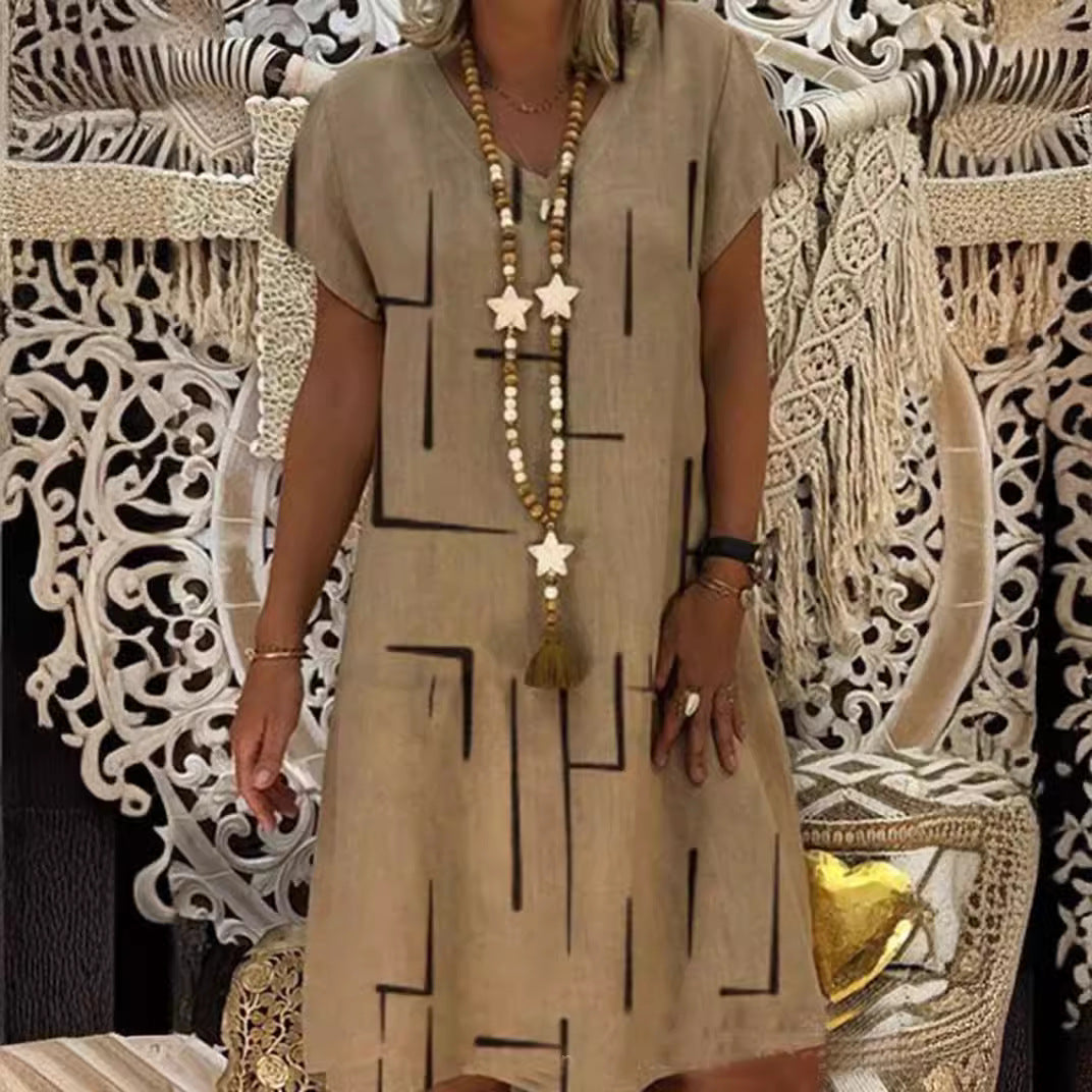 【🏆S-5XL】👗Bavlnené šaty s výstrihom do V