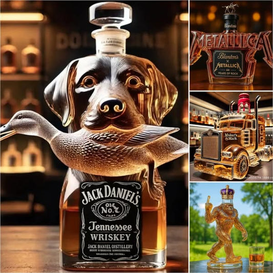 Set de sticle de whisky cu design amuzant (300–330 ml)｜10 modele creative și unice｜Cadou original și decor cool pentru bar
