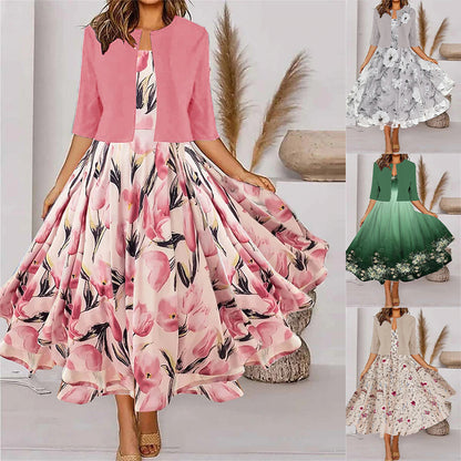 🎀👗【S-3XL】 Elegancka sukienka + dwuczęściowy zestaw z krótkim płaszczem