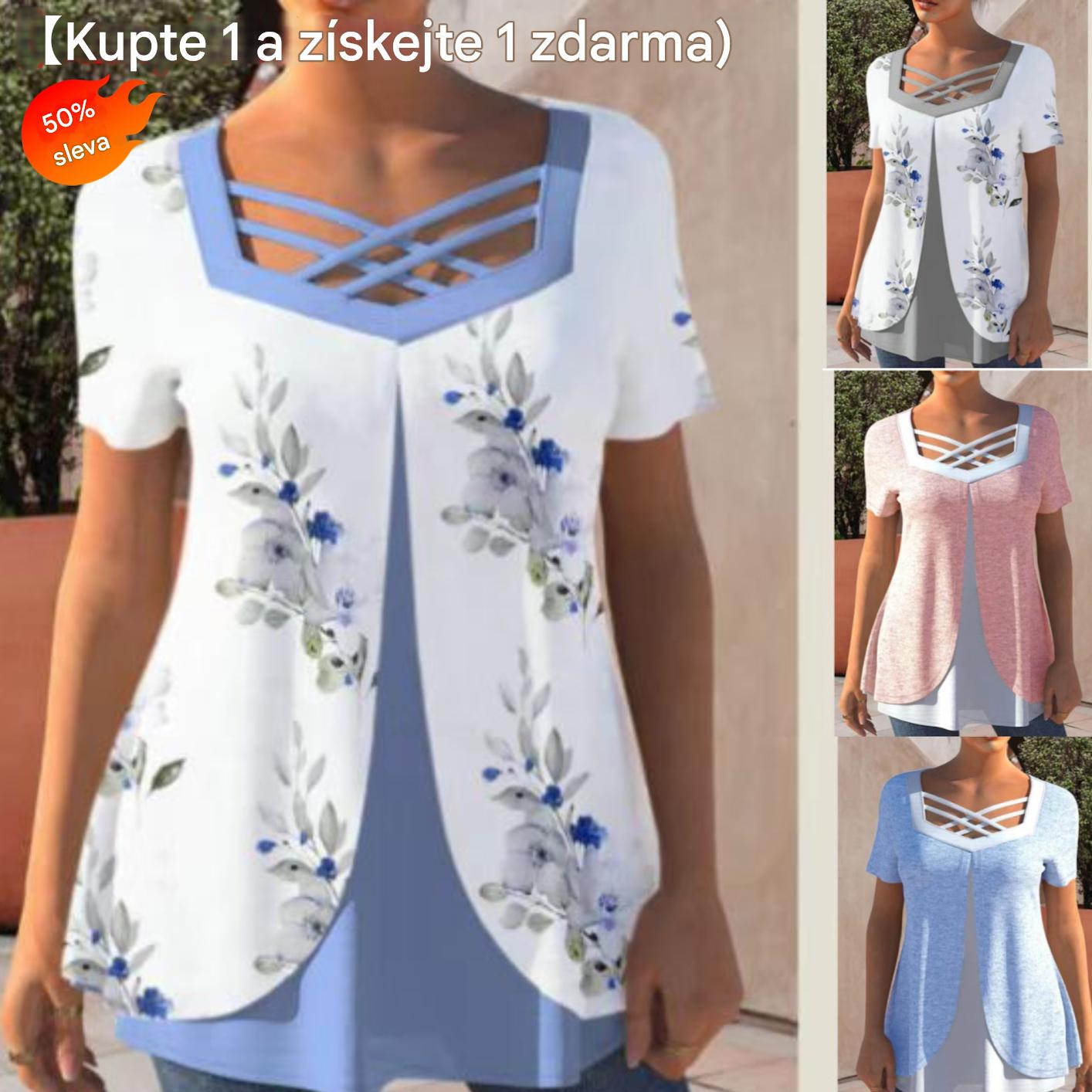 💥【Kupte 1 a získejte 1 zdarma】❤️【S-5XL】Tričko s potiskem pro větší velikosti na léto 2026