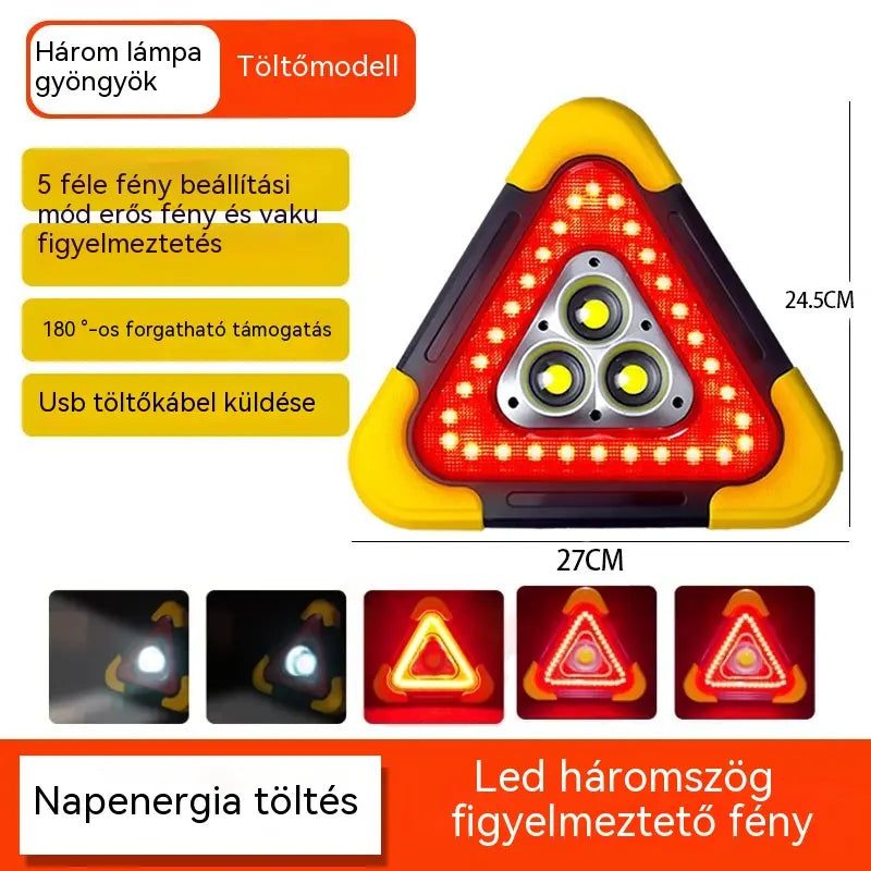 🔥Új termék 2026🔥 Három az egyben napelemes vészhelyzeti háromszög
