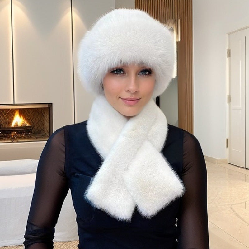 Modny zimowy szalik + pluszowa czapka