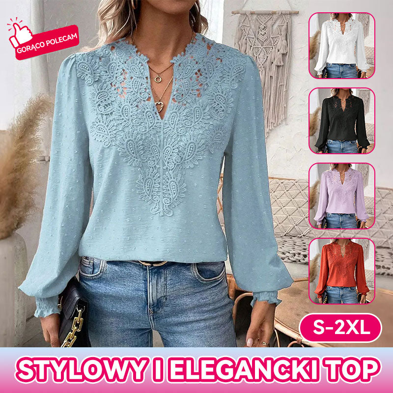 ✨【S-2XL】✨Bluzka z koronką 2026 | Długi rękaw | Elegancki i wyrafinowany styl