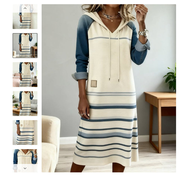 🔥【S-3XL】2025 Nowe, gorące bluzy z kapturem z denimu w bloki kolorów