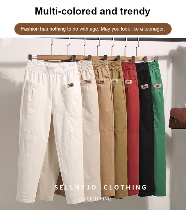 🔥【M-6XL】Dámské bavlněné kalhoty s elastickým pasem