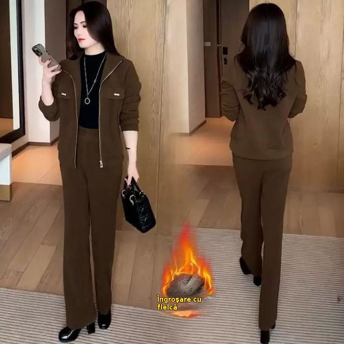 🔴【Nowe rabaty na produkty】💥【M-4XL】Damski garnitur casual z pogrubionym aksamitem (kurtka + spodnie)