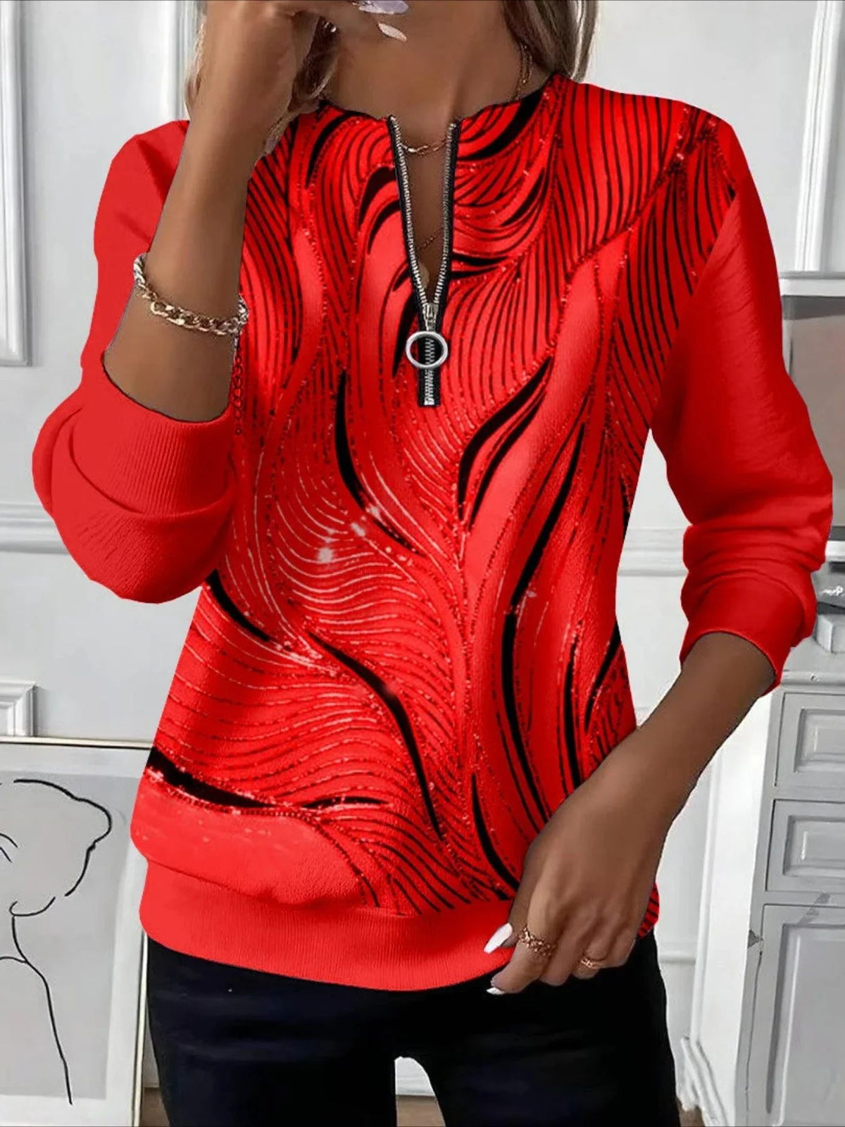 🔥【¡Más vendido!】(S-5XL)Top informal con cremallera para mujer (S-5XL)