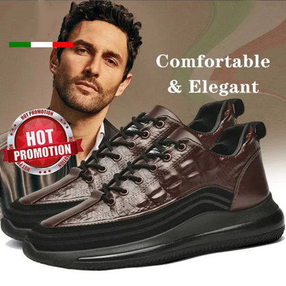 👟【38-48】 Lehké luxusní pánské boty na platformě s krokodýlím vzorem