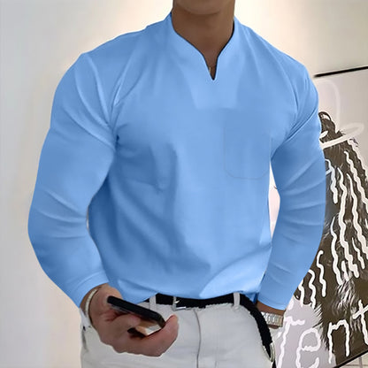 🔥Doprava zdarma🔥【S-5XL】Nové pánske tričko s výstrihom do V z elastickej bavlny 