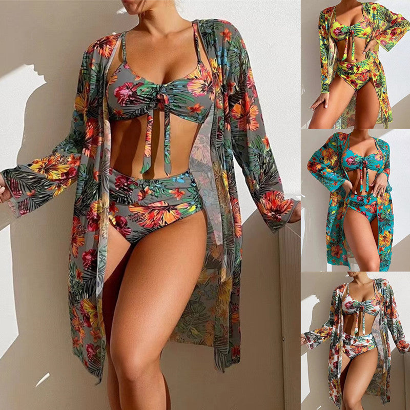🏖【S-3XL】【3dílná sada】Letní tištěné třídílné plavky, zvýrazňují eleganci