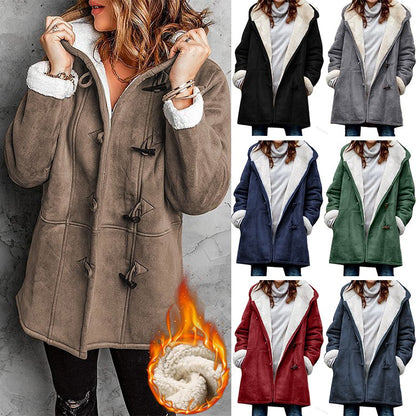 🥼🔥💖 [S-5XL] 2025 moda i ciepło w jednym! Damska kurtka z kapturem, zamszowo-wełniana